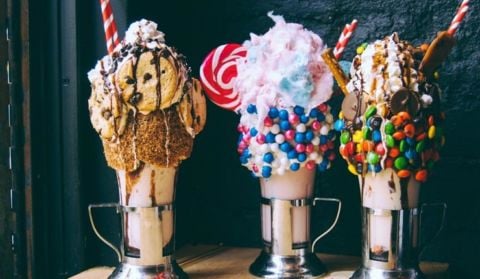 Row of three ice cream cones